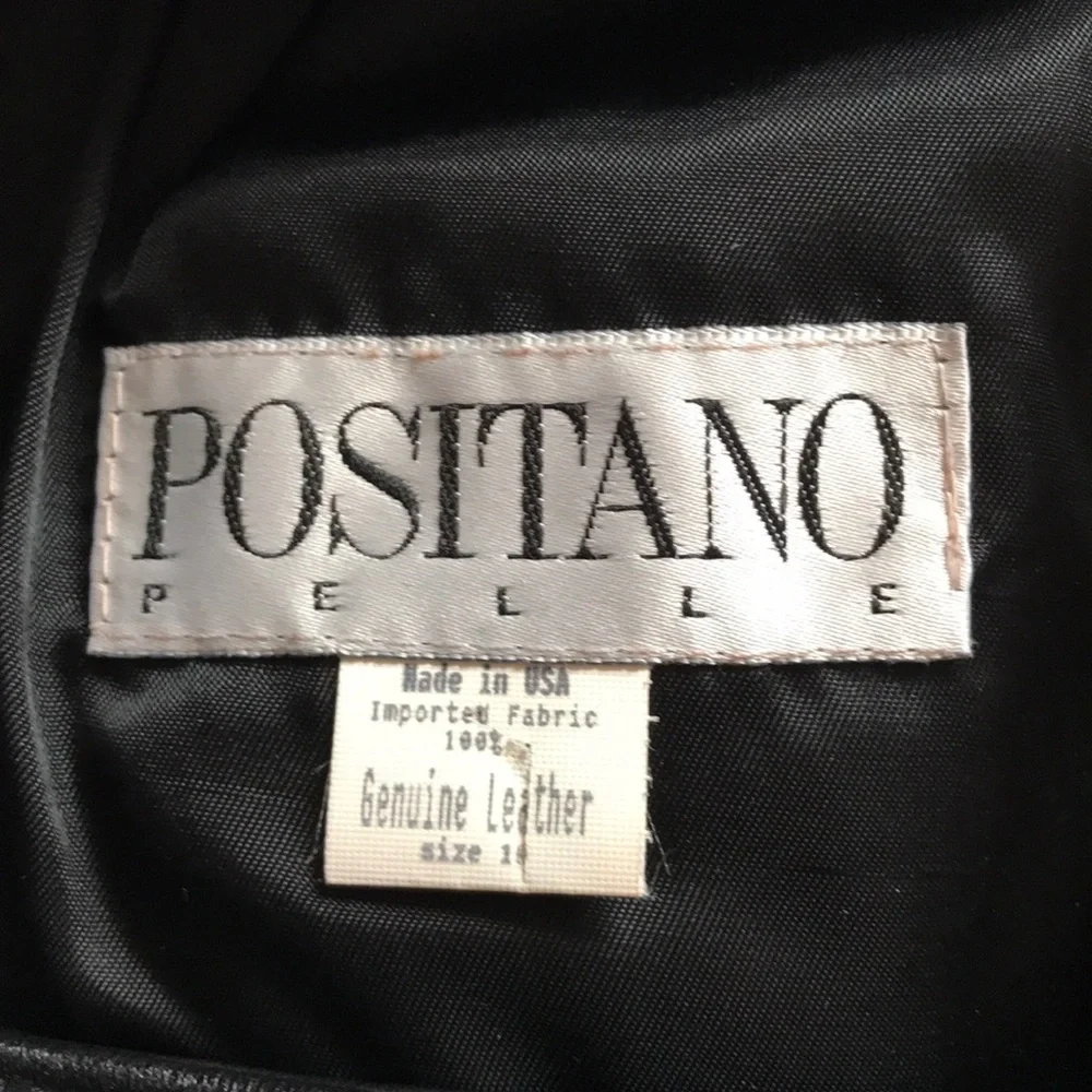 Vintage Positano black genuine leather midi skirt